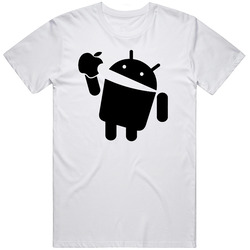 New Android Eats Apple Funny Geek Cellphone White Vintage Unisex Classic T Shirt