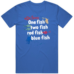 One Fish-two Fish-red Fish - Blue Fish-dr Seuss Cat With Vintage Unisex Classic T Shirt