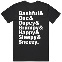 Seven Dwarfs Cartoon Characters Retro Merch Classic Cotton T Shirt