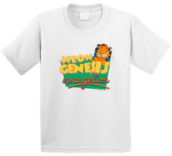 Neon Genesis Evangelion Cartoon Animated Garfield Mashup Parody Toddler Youth Kids T Shirt