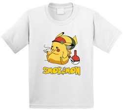 Pikachu Smokemon Weed Smoking Funny Pokemon Parody Toddler Youth Kids T Shirt
