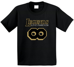 Legends Live Forever Kobe Bryant Famous Number 8 Basketball Fan Black And Gold Toddler Youth Kids T Shirt