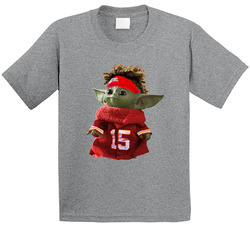 Patrick Mahomes Baby Yoda The Child Football Raglan Toddler Youth Kids T Shirt