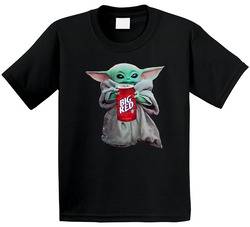 Baby Yoda The Child Mandalorian Big Red Soda Pop Drink Toddler Youth Kids T Shirt