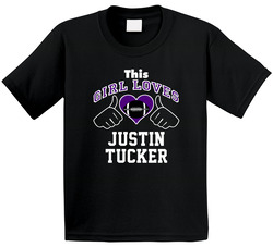 This Girl Loves Justin Tucker Baltimore Football Player Sports Fan Heart Toddler Youth Kids T Shirt