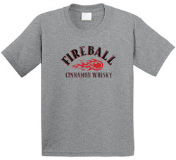 Fireball Cinnamon Whiskey Logo Label Drinking Raglan Toddler Youth Kids T Shirt
