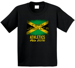 Jamaica Athletics Rio 2016 Olympic Team Flag Toddler Youth Kids T Shirt
