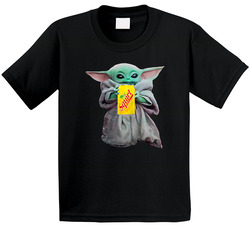 Baby Yoda The Child Mandalorian Squirt Soda Pop Drink Toddler Youth Kids T Shirt