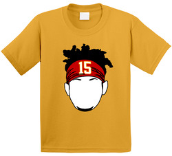 Patrick Mahomes Number 15 Athlete Fan Kansas City Football Big Head Silhouette Toddler Youth Kids T Shirt
