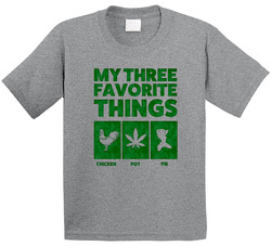 Three Favorite Things Chicken Pot Pie Weed Stoner Raglan Toddler Youth Kids T Shirt