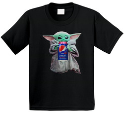 Baby Yoda The Child Mandalorian Pepsi Cherry Soda Pop Drink Toddler Youth Kids T Shirt
