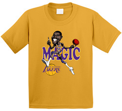 Magic Johnson Retro Basketball Caricature Toddler Youth Kids T Shirt