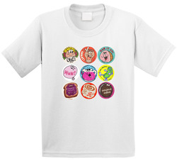 Scratch N Sniff Cool 80s Stickers Distressed Look Toddler Youth Kids T Shirt
