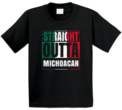 Straight Outta Michoacan Mexican City Mexico Grunge Parody Toddler Youth Kids T Shirt