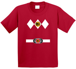 Red Power Ranger Uniform Halloween Costume Toddler Youth Kids T Shirt