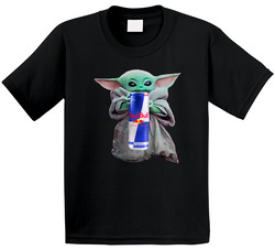 Baby Yoda The Child Mandalorian Red Bull Drink Toddler Youth Kids T Shirt