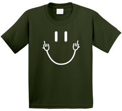 Smiley Face Flipping The Bird Toddler Youth Kids T Shirt