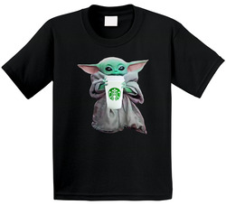 Baby Yoda The Child Mandalorian Starbucks Coffee Drink Toddler Youth Kids T Shirt