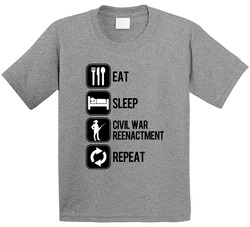 Eat Sleep Civil War Reenactment Repeat Sport Silhouette Toddler Youth Kids T Shirt