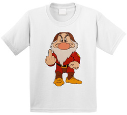 Grumpy Dwarf Middle Finger Funny Cartoon Toddler Youth Kids T Shirt