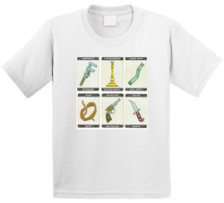 Clue Weapons Cards Retro Board Game Vintage Toddler Youth Kids T Shirt