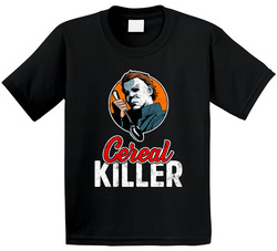 Michael Myers Cereal Killer Funny Halloween Costume Worn Look Toddler Youth Kids T Shirt