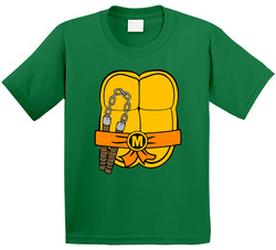 Michaelangelo Ninja Turtles Chest Shell Halloween Costume Toddler Youth Kids T Shirt