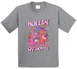 Rollin' With My Homie Funny Care Bears Worn Look Vintage Unisex Toddler Youth Kids T Shirt