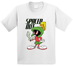 Spaced Out Marvin The Martian Smoking Weed Pot Stoner Retro Cartoon Parody Toddler Youth Kids T Shirt