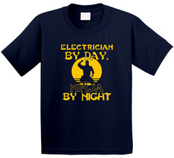Electrician By Day Ninja By Night Funny Toddler Youth Kids T Shirt