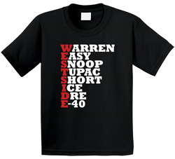 Westside Rappers Acrostic Name List California Music Fan Toddler Youth Kids T Shirt