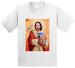 Keanu Reeves Jesus Baby Yoda Whiteclaw Taped Banana Art Poster Moist Buddha Inspired Fan Toddler Youth Kids T Shirt