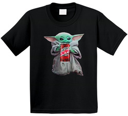Baby Yoda The Child Mandalorian Mountain Dew Code Red Soda Pop Drink Toddler Youth Kids T Shirt