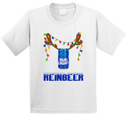 Bud Light Reinbeer Funny Beer Lager Fan Christmas Toddler Youth Kids T Shirt