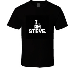 I-am-steve-minecraft-style-pixel-font-on T Shirt