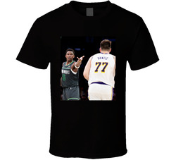 Anthony Edwards Gestures Towards Luka Doncic Fan T Shirt
