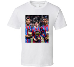 Ronaldinho Lionel Messi And Samuel Eto'o Fc Barcelona Iconic Trio Fan T Shirt