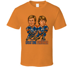Wayne Gretzky Jari Kurri The Great One The Finisher Hockey Duo Caricatures Fan T Shirt