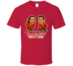 Johnny Gaudreau And Sean Monahan Calgary Fire & Ice Hockey Duo Caricatures Fan T Shirt