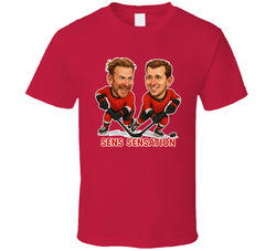 Daniel Alfredsson And Jason Spezza Sens Sensation Hockey Duo Caricatures Fan T Shirt