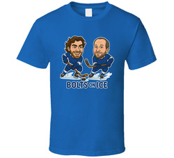 Brayden Point And Nikita Kucherov Bolts On Ice Hockey Duo Caricatures Fan T Shirt
