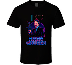 I Heart Love Hans Gruber Die Hard 80s Movie Villain Fan T Shirt