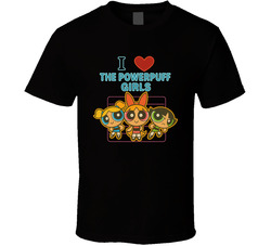 I Heart Love The Powerpuff Girls Cartoon Characters Fan T Shirt