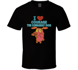 I Heart Love Courage The Cowardly Dog Cartoon Character Fan T Shirt