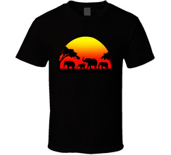Elephant Family Sunset T Shirt