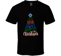 Christmas Tree Wishes (blk Drk Green) T Shirt