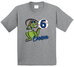 Birthday - Dinosaurs And Baseball T Shirt