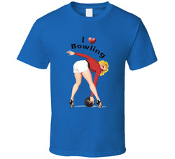 I Love Bowling Pinup Girl T Shirt