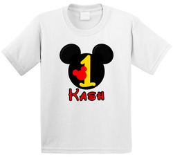 First Birthday Mickey Mouse Head With Name T Shirt First Birthday Mickey Mouse Head With Name T Shirt