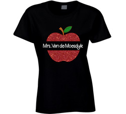 Teacher's Name In Apple - Mrs. Van De Moesdyk T Shirt Teacher's Name In Apple - Mrs. Van De Moesdyk T Shirt